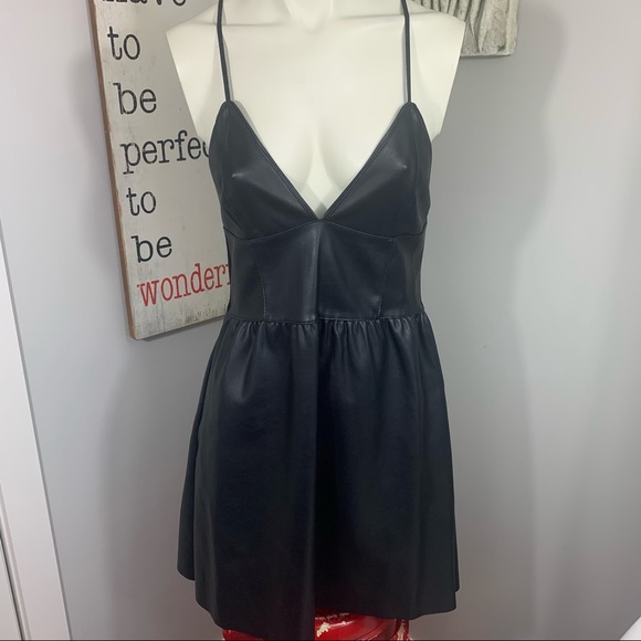 Zara Knit Faux leather cross strap dress new - Picture 7 of 16